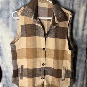 Plaid Sleeveless Vest with Button Closure